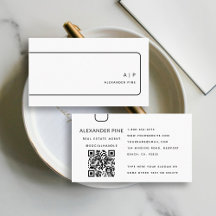 QR Code Zwart Wit Monogram Elegant Professioneel