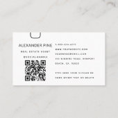 QR Code Zwart Wit Monogram Elegant Professioneel Visitekaartje (Achterkant)