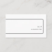 QR Code Zwart Wit Monogram Elegant Professioneel Visitekaartje (Voorkant)