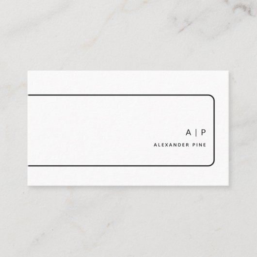 QR Code Zwart Wit Monogram Elegant Professioneel Visitekaartje (Voorkant)