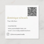 QR Code Zwart Wit Monogram Modern Beauty Vierkante Visitekaartje (Achterkant)