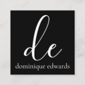 QR Code Zwart Wit Monogram Modern Beauty Vierkante Visitekaartje (Voorkant)