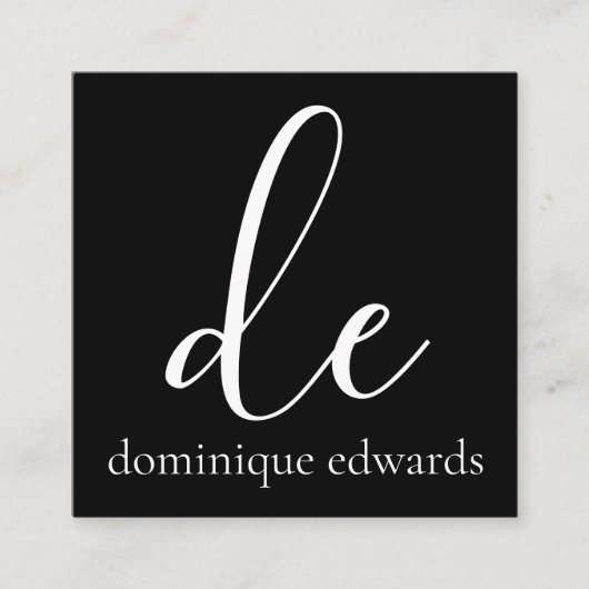 QR Code Zwart Wit Monogram Modern Beauty Vierkante Visitekaartje (Voorkant)