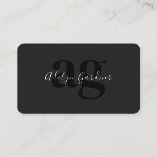 QR Code Zwart Wit Monogram Script Social Media Visitekaartje (Voorkant)