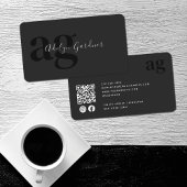 QR Code Zwart Wit Monogram Script Sociale Media Visitekaartje