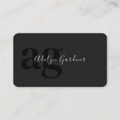 QR Code Zwart Wit Monogram Script Sociale Media Visitekaartje (Voorkant)