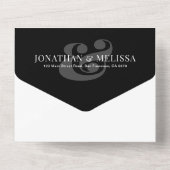 QR-code | Zwart-wit overlay fotohuwelijk All In One Uitnodiging (Achterkant)