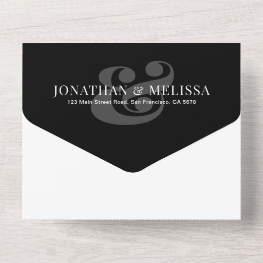 QR-code | Zwart-wit overlay fotohuwelijk All In One Uitnodiging (Achterkant)