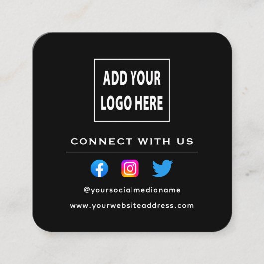 QR-code zwart wit: scan naar verbinding met ons Vierkante Visitekaartje (Voorkant)