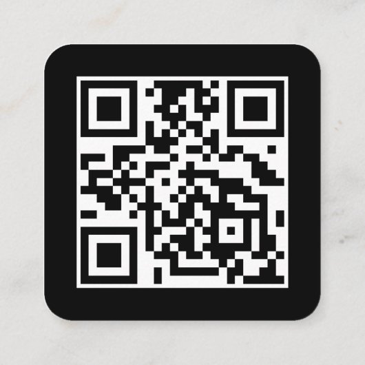 QR-code zwart wit: scan naar verbinding met ons Vierkante Visitekaartje (Achterkant)