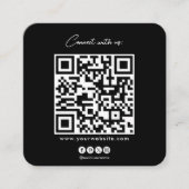 QR-code zwart wit: scan naar verbinding met ons Vierkante Visitekaartje (Voorkant)