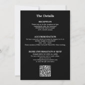 QR Code Zwart Wit Script RSVP bruiloft uitnodiging (Achterkant)