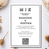 QR Code  Zwart & Wit Trouwen Kaart