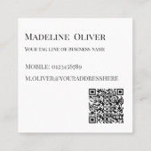 QR Code Zwart Wit Vierkant Logo Eenvoudig Vierkante Visitekaartje (Achterkant)