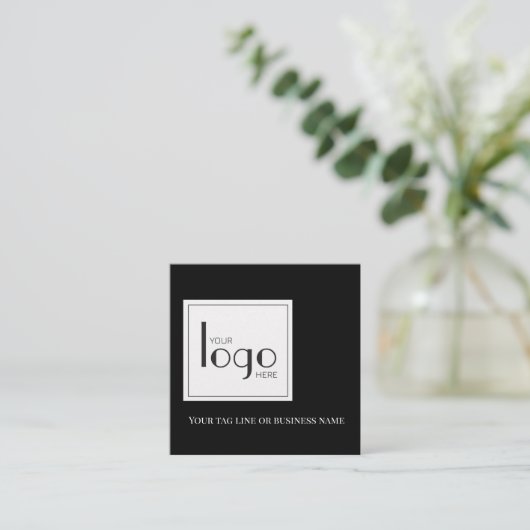 QR Code Zwart Wit Vierkant Logo Eenvoudig Vierkante Visitekaartje (Staand voorkant)