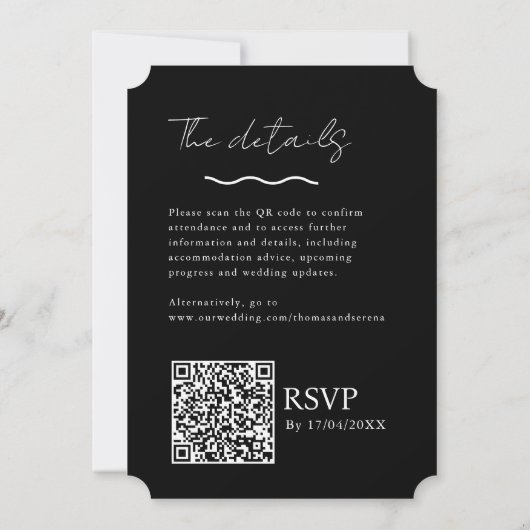 QR Code Zwart & Wit Vrijgezellenfeest Hen Do Kaart (Achterkant)