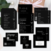 QR Code Zwart & Wit Vrijgezellenfeest Hen Do Kaart