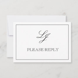 QR-code Zwart-witkalligrafie Monogram bruiloft RSVP Kaartje