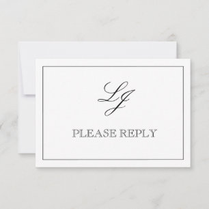 QR-code Zwart-witkalligrafie Monogram bruiloft RSVP Kaartje