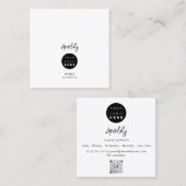QR-code zwart-witminimalisme legant Vierkante Visitekaartje (Voorkant / Achterkant)