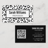 QR-code Zwart Witte Luipaardprint Visitekaartje (Voorkant / Achterkant)