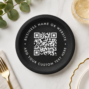 QR Code Zwart Zakelijk Bedrijfsfeest Modern Papieren Bordje