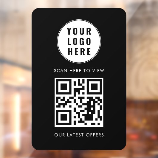 QR-code Zwart Zakelijk Logo Scan Hier Modern Raamsticker (Vel 2)
