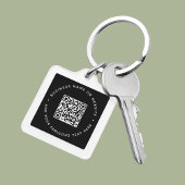 QR-code | Zwart Zakelijk Modern Betaalbaar Vierkan Sleutelhanger
