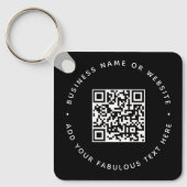 QR-code | Zwart Zakelijk Modern Betaalbaar Vierkan Sleutelhanger (Voorkant)