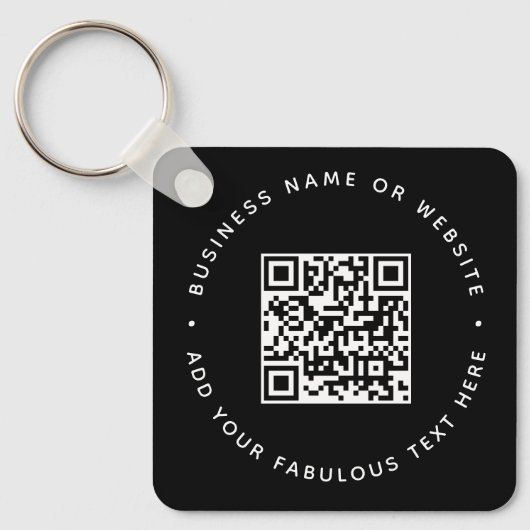 QR-code | Zwart Zakelijk Modern Betaalbaar Vierkan Sleutelhanger (Voorkant)