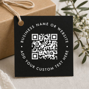 QR-code Zwart Zakelijk Modern Budget Rond Bedankjes Labels