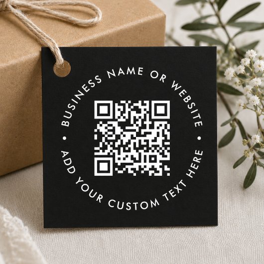 QR-code | Zwart Zakelijk Modern Budget Rond Bedankjes Labels
