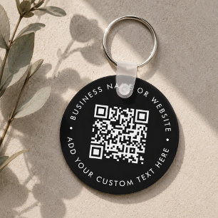 QR Code   Zwart Zakelijk Modern Budget Rond Sleutelhanger