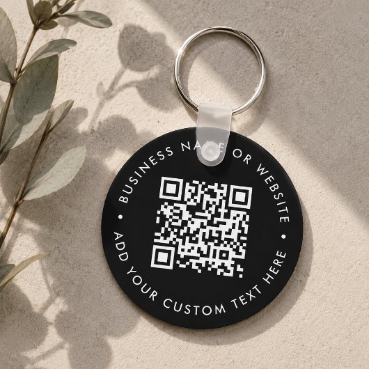 QR Code | Zwart Zakelijk Modern Budget Rond Sleutelhanger