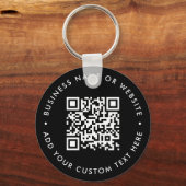 QR Code | Zwart Zakelijk Modern Budget Rond Sleutelhanger (Voorkant)