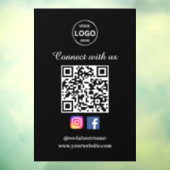 QR Code Zwart Zakelijk Venster Cling Social Media Raamsticker (Vel 3)