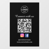 QR Code Zwart Zakelijk Venster Cling Social Media Raamsticker (Vel)