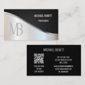 QR-code | Zwart zilverstaal Visitekaartje (Voorkant / Achterkant)