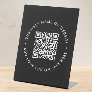 QR-code Zwarte Business Website Modern Stijlvol Reclamebord Met Voetstuk