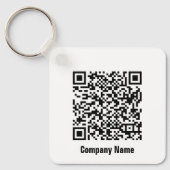 QR Code Zwarte en Witte Bedrijfs Sjabloon Sleutelhanger (Voorkant)