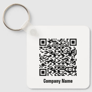 QR Code Zwarte en Witte Bedrijfs Sjabloon Sleutelhanger