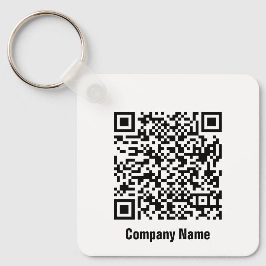 QR Code Zwarte en Witte Bedrijfs Sjabloon Sleutelhanger (Voorkant)