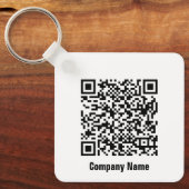 QR Code Zwarte en Witte Bedrijfs Sjabloon Sleutelhanger (Voorkant)