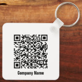 QR Code Zwarte en Witte Bedrijfs Sjabloon Sleutelhanger (Achterkant)