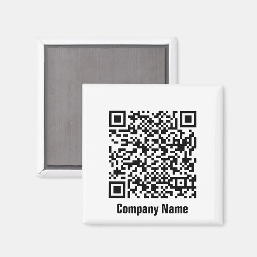 QR Code Zwarte en Witte Bedrijfstekst Sjabloon Magneet (Voorkant / Achterkant)