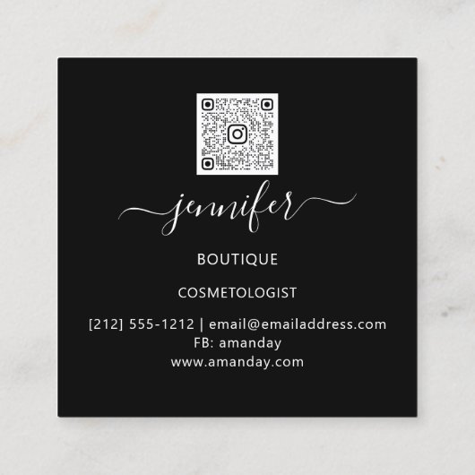 QR-code - Zwarte Gold-schijven kopen - Moderne uni Vierkante Visitekaartje (Achterkant)