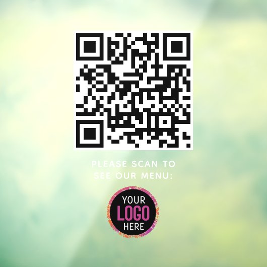 QR-code Zwarte Menu Logo Contactloos Modern Café Raamsticker (Vel 3)