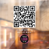 QR-code Zwarte Menu Logo Contactloos Modern Café Raamsticker (Vel 2)