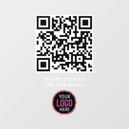 QR-code Zwarte Menu Logo Contactloos Modern Café Raamsticker (Vel)