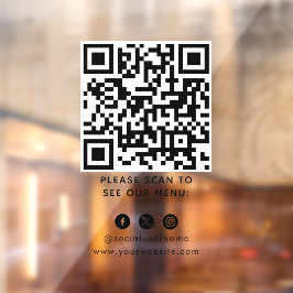 QR-code Zwarte Menu Logo Contactloos Modern Café Raamsticker
